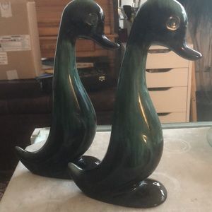2 Vintage Blue Mountain Pottery Long Neck Duck Mid Century Modern